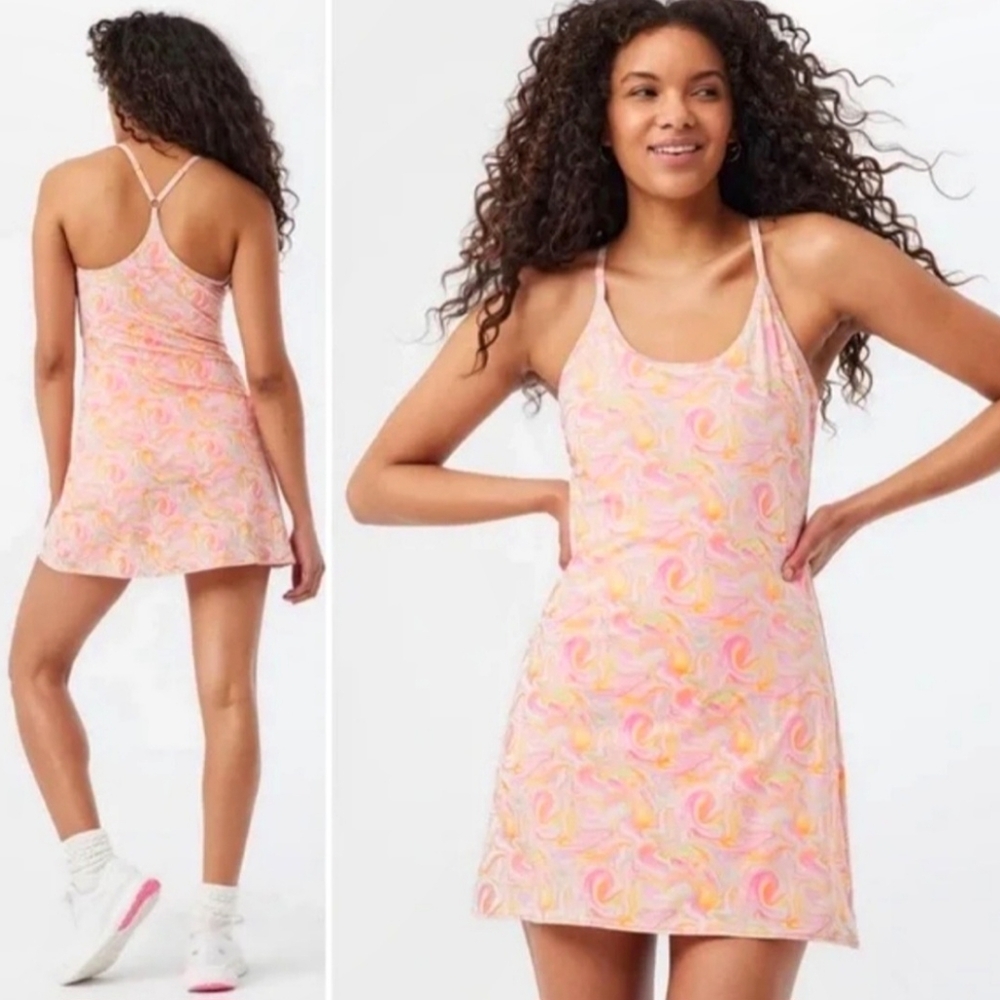 Outdoor Voices The Exercise Dress Adjustable Shorts Pockets Pink Marble Sz XXL